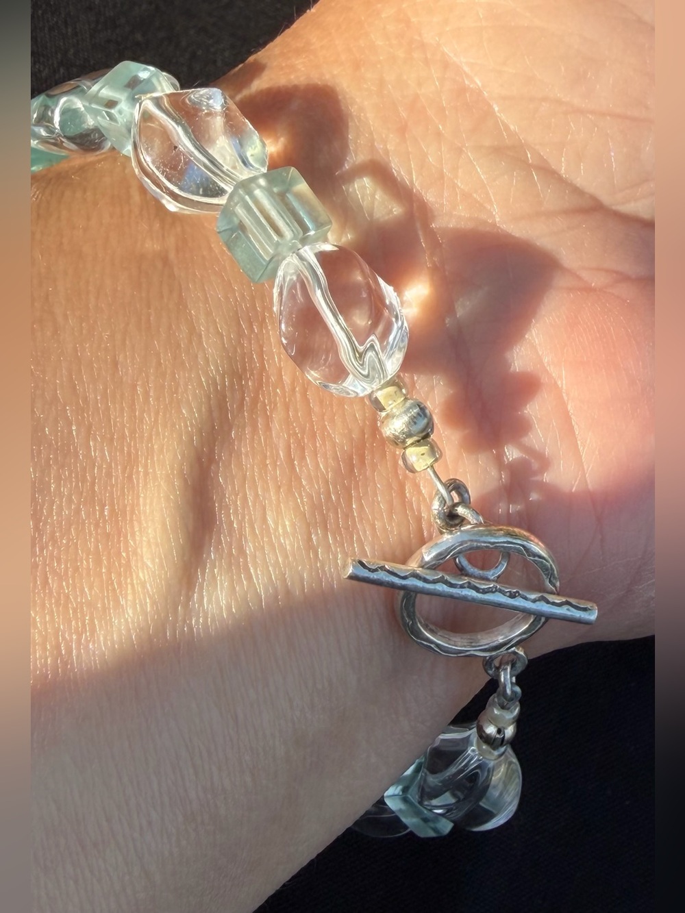 Fluorite, Aquamarine, Crystal .925 Artisan Hand Crafted Bracelet - Picture 5 of 7